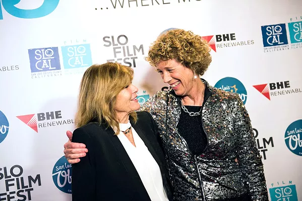 HERE'S TO YOU Actor Katharine Ross (The Graduate), left, shares a hug and a Kodak moment at the 2019 festival with SLO Film Fest Director Wendy Eidson. The 2020 festival moved some of its features online after the coronavirus forced such events to be canceled or shift to virtual platforms. - PHOTOS COURTESY OF THE SAN LUIS OBISPO INTERNATIONAL FILM FESTIVAL