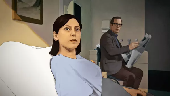 MENTALLY ILL MAGIC REALISM After a near-fatal car accident, Alma Winograd-Diaz (Rosa Salazar) awakes from a coma to discover she can see her dead father, Jacob Winograd (Bob Odenkirk), who's come to help her control her new power over time and space, in Undone. - PHOTO COURTESY OF AMAZON STUDIOS
