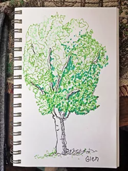 WEEKLY ACTIVITIES Every Monday, the San Luis Obispo Museum of Arts is posting a weekly activity on its website, last week's being "Draw What You See," with guidance on how to draw a tree, which intrepid reporter Glen Starkey attempted to do lefthanded. - PHOTO BY GLEN STARKEY