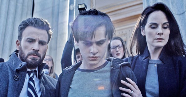 PARENTS' NIGHTMARE When Jacob (Jaeden Martell, center) is accused of murdering a classmate, his father, Andy (Chris Evans), and mother, Laurie (Michelle Dockery), do everything to prove his innocence, in Defending Jacob, available on Apple TV. - PHOTO COURTESY OF ANONYMOUS CONTENT