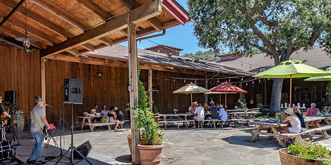 Live band playing in the Courtyard at Zaca Mesa Winery