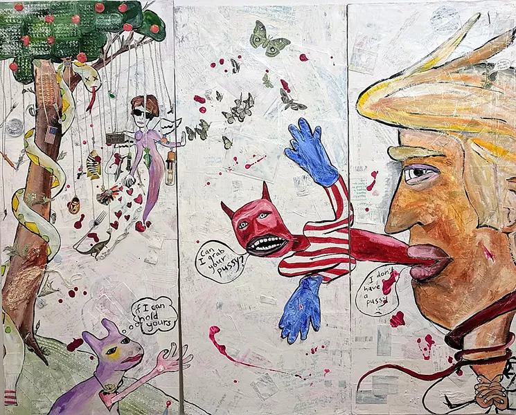COLLEEN MARLOW Trump's infamous rapey braggadocio is highlighted in Trump's not the first nor the last. - COURTESY IMAGE BY COLLEEN MARLOW