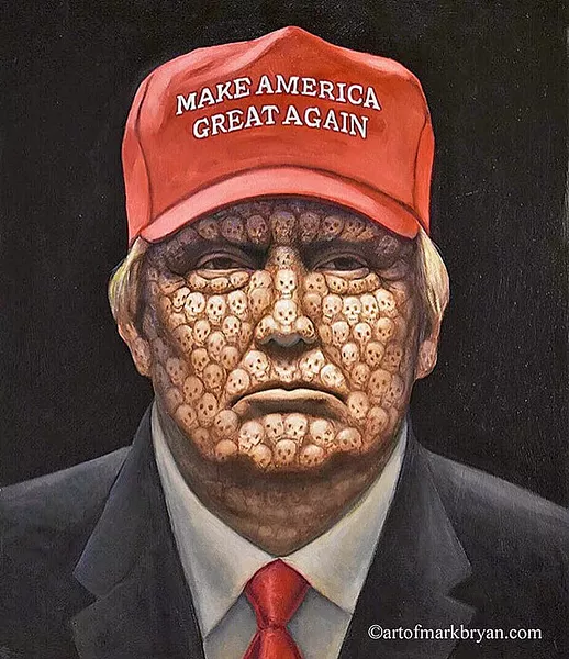 MARK BRYAN The blame for American COVID-19 deaths is laid squarely on President Trump, in 200,000. - COURTESY IMAGE BY MARK BRYAN