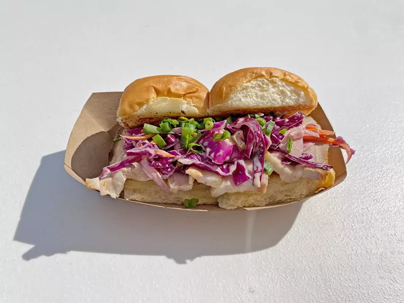 SLIDE INTO THIS Hawker's sliders sometimes come with a choice of char siu pork belly or spam. Either way, you can tuck into them when they've got them. - PHOTO COURTESY OF JOHN MERCURIO