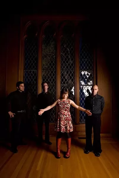 SING IT, SISTER : Sarah Palmer (center), formerly of Morro Bay but now of San Francisco, returns to the area with her band efft, playing Oct. 30 at Linnaea’s Cafe . - PHOTO BY JASON PREDOCK