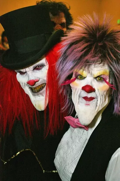 CLOWNING AROUND: Jeff and Cathy Bague were completely unrecognizable under their evil clown facial prostheses and makeup. - PHOTO BY GLEN STARKEY
