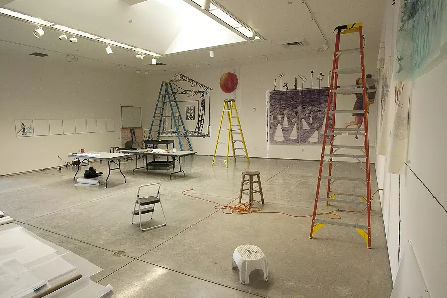 UNDER CONSTRUCTION : Pictured is the Cuesta College Art Gallery as it appeared a few days before the opening of Super 8mm. - PHOTO BY STEVE E. MILLER