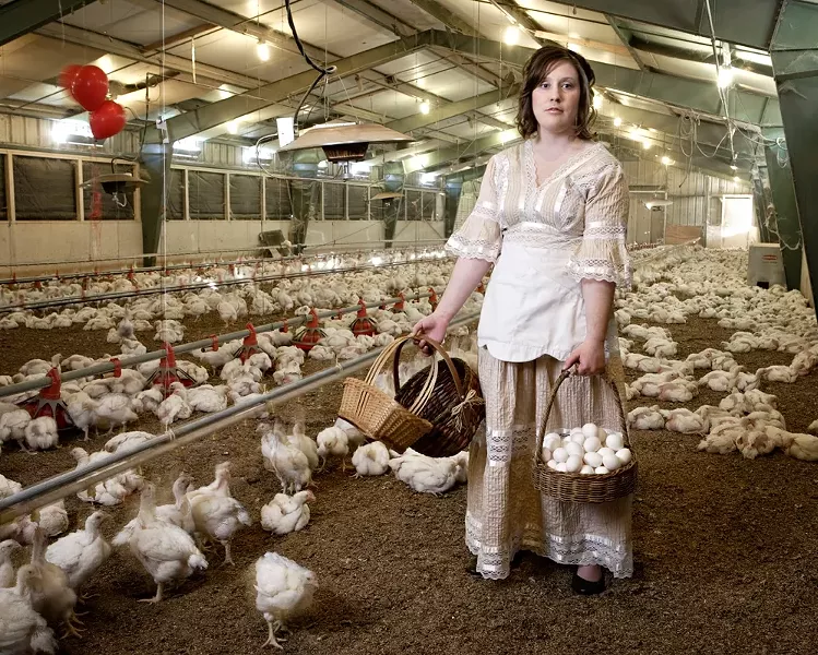 DON’T PUT ALL YOUR EGGS IN ONE BASKET : Model: Amy Asman. Art director: Ashley Schwellenbach. Hair and makeup by Shelby Hood. Venue provided by the Cal Poly Poultry Department. - PHOTO BY STEVE E. MILLER