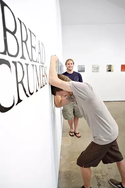 BREADCRUMB PRINCES: Brian Christopher (left) and James apRoberts are the minds behind “Breadcrumbs,” a series of collaborative paintings on display at ARTS Space Obispo. - PHOTO BY STEVE E. MILLER