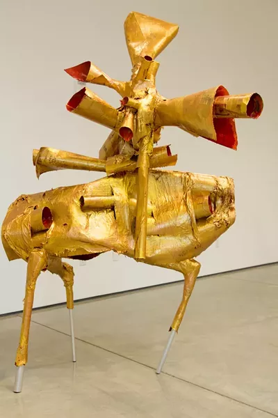 THE GOLDEN HORN : In Ecce Homo Lancelot Marini, Miles showcases his ability to make abstract sculpture look animated and almost animal-like. - PHOTO BY TOM FALCONER