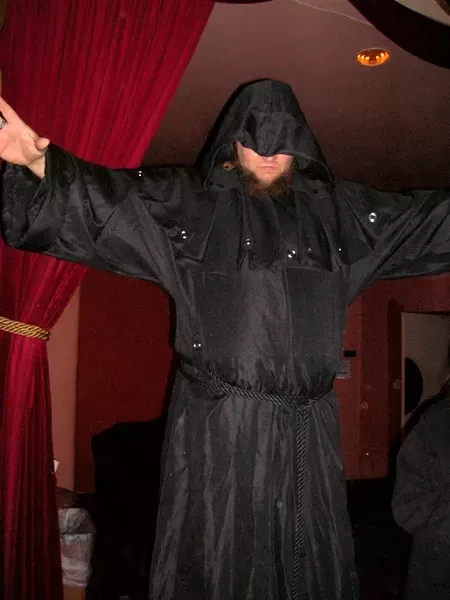 ANDRE?: Renaissance fair regular Jesse Blue Cloud Campbell wore a dark cloak and stood in a cart, growling at attendees as the Dread Pirate Roberts. - PHOTO BY RYAN MILLER