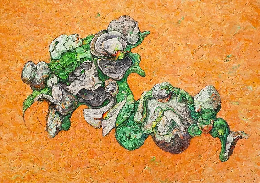 TANGERINE DREAM: The citrus hues of 'Floating Meditation' make for juicy viewing. - IMAGE COURTESY OF THE STEYNBERG GALLERY