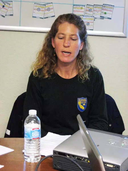 TRACKER : Environmental scientist Melissa Boggs with the Department of Fish and Game Office of Spill Prevention and Response is modeling where oil would - travel if released from the Montebello. - PHOTO BY TASK FORCE
