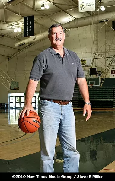 LAWMAN ON THE COURT : Jerry Lenthall, who’s a former SLO patrol officer and 3rd District County Supervisor, was a center for the Cal Poly basketball team from 1969 to 1971. - PHOTO BY STEVE E. MILLER