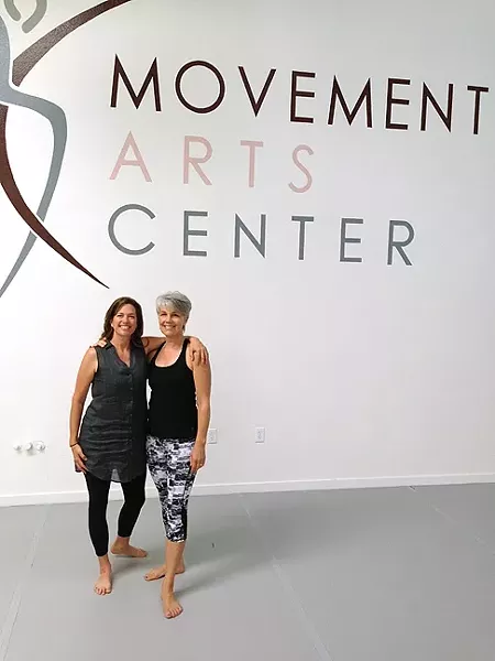 BACK IN TOWN: Catherine Halcomb (left) and Shelley Massa-Gooch (right) are offering classes in shadow, restorative, beginner, and pregnancy yoga at the SLO Movements Arts Center. - PHOTO BY PETER JOHNSON