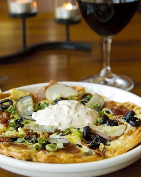 POTATO PIZZA? : Dishes like baked stuffed potato pizza cleverly meld comfort food and culinary art. - PHOTO BY STEVE E. MILLER