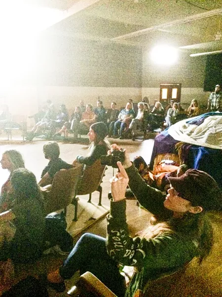 RAPT AUDIENCE: Poetry lovers were all up in that joint (AKA the SLO Grange Hall). - PHOTO BY GLEN STARKEY