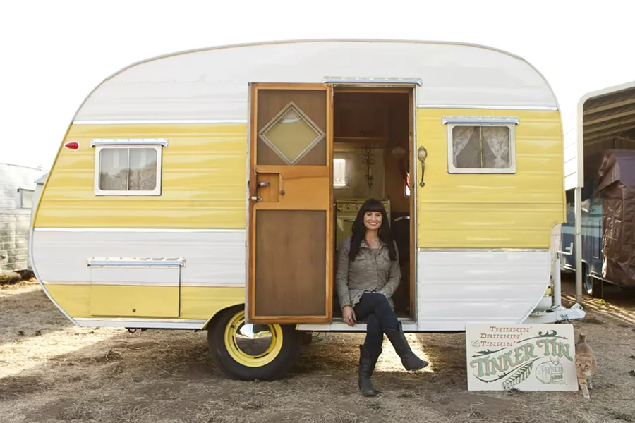 MELLOW YELLOW: Jaime Holm’s vintage trailers offer some color and personality to just about any event, from camping to a wedding. - PHOTO BY STEVE E. MILLER