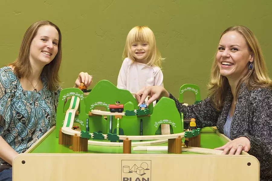 BRING ON THE GREEN: Ariana (left), Corrina (center), and Amanda (right) Spaulding are working toward a more environmentally friendly planet, one diaper at a time. - PHOTO BY STEVE E. MILLER
