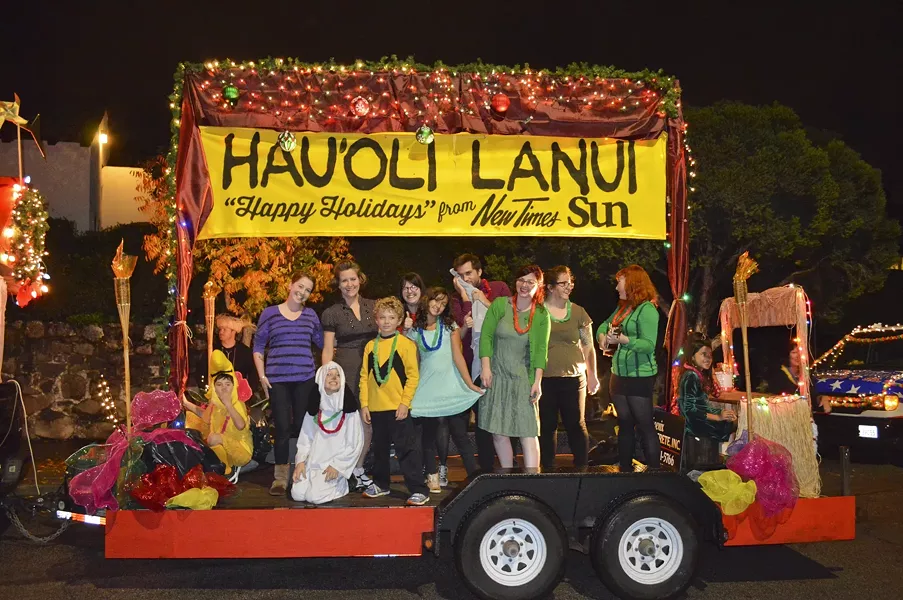 PEANUTS GALLERY: The entire group congregates on our grand float minutes before our imminent demise. Er … I mean, our dancing debut. - PHOTO BY ALEX ZUNIGA