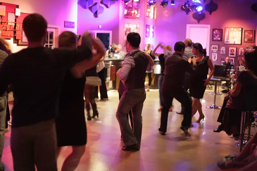 MAKE THE SCENE : D’Anbino Vineyards & Cellars’ downtown Paso Robles tasting room was the perfect venue for salsa dancing. - PHOTO BY GLEN STARKEY