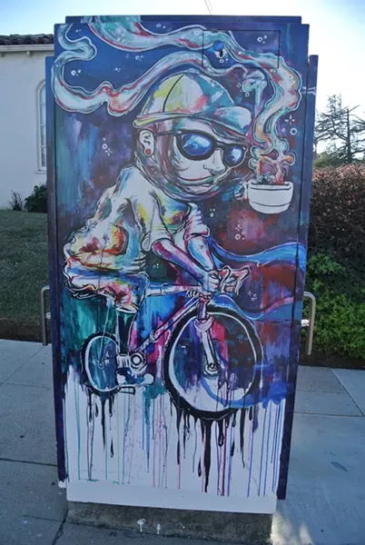 PUBLIC UTILITY: In 2012, artist Alister Dippner was commissioned to paint the utility box on the corner of Broad and Pismo Street in SLO as part of the city’s popular Box Art Project. - PHOTO BY MORGAN CHADWELL