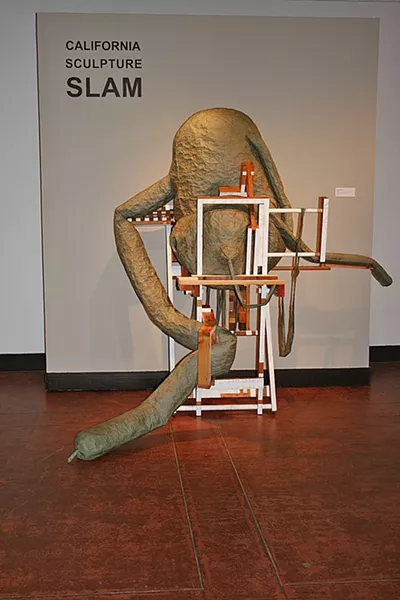 BULBOUS: This rounded, balloon-like piece by Southern California area artist Ryan Schwartzkopf titled 'As Likely As Not, Some Cat’s Crying or Ready to Die' took third place. It is fabricated from muslin, wood, and paint. - PHOTO BY HAYLEY THOMAS