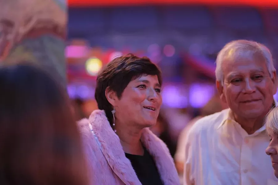 INAUGURAL BALL : Dawn Ortiz and her father Phil Ortiz from Illinois, smiling the night away. - PHOTO BY STEVE E. MILLER