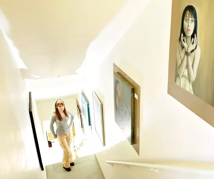 THE VINE GALLERY: In June of 2007, Marni Mutrux moved from Oregon to Paso Robles. Within less than a year, the painter established The Vine Gallery, a rooftop affair where abstract paintings mingle with such unlikely company as portraits, landscapes, and nudes. Pictured is Marni Mutrux. - PHOTO BY STEVE E. MILLER