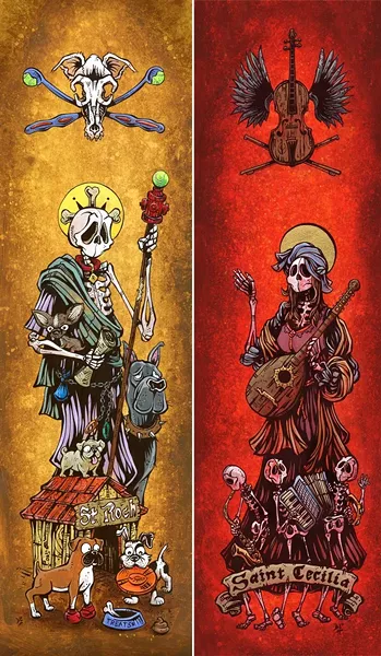 CRACK A SMILE: The Guadalupe-Nipomo Dunes Center is currently showcasing some Dia de los Muertos-inspired works by Los Angeles-based artist David Lozeau. - ARTWORK COURTESY OF DAVID LOZEAU