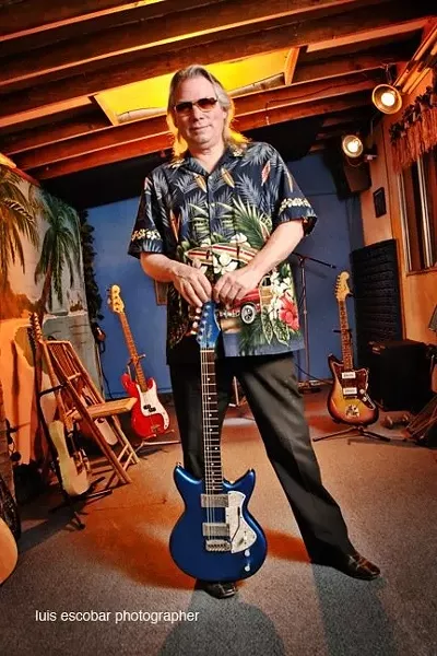 HE’S SEEN IT ALL : Surf guitar and psychedelic rock legend Merrell Fankhauser will gather up a group of iconic ‘60s and ‘70s rock stars—including Spirit’s Ed Cassidy—to play June 4 at the SLO Grange Hall. - PHOTO BY LUIS ESCOBAR