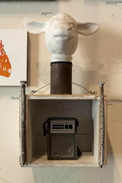 RAISING QUESTIONS : Pascal runs with a diverse crowd, including Peg Grady’s installation piece. - IMAGE BY PEG GRADY