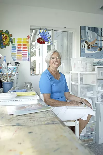 WATERCOLOR QUEEN : Pat Cairns, member of seven watercolor societies, prepares for the weekend’s Open Studios tour. - PHOTO BY STEVE E. MILLER