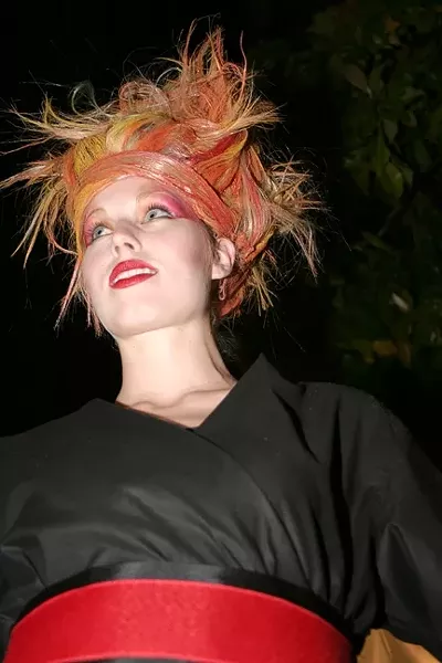HAIR ON FIRE! : Amy Ranson models hair design by Amy Sykes of Saloon 544. - PHOTO BY GLEN STARKEY