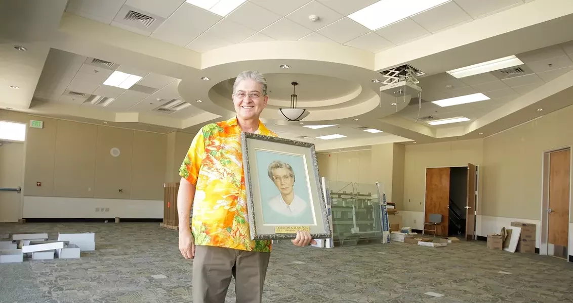 BOOKS AND ART: : Jack Buchanan is the director of the new Santa Maria Public Library, shown here under construction. It is one of the only places in the town where art is publicly displayed. - PHOTO BY STEVE E. MILLER