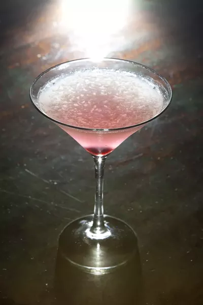 FLYIN’ HIGH: Another Hanson twist on a classic, The Aviation is a simple but colorful mix of juniper, lemon, and maraschino. - PHOTO BY STEVE E. MILLER