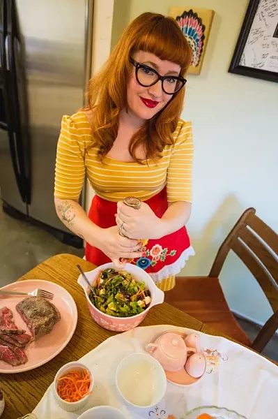 MEMORIES IN THE MAKING: Flavor Columnist Hayley Thomas loves to recreate the food moments that have moved her in her own kitchen. Pictured, the writer’s twist on Firestone Grill’s tri-tip salad, a big favorite of her father, Darren Thomas. - PHOTO BY KAORI FUNAHASHI