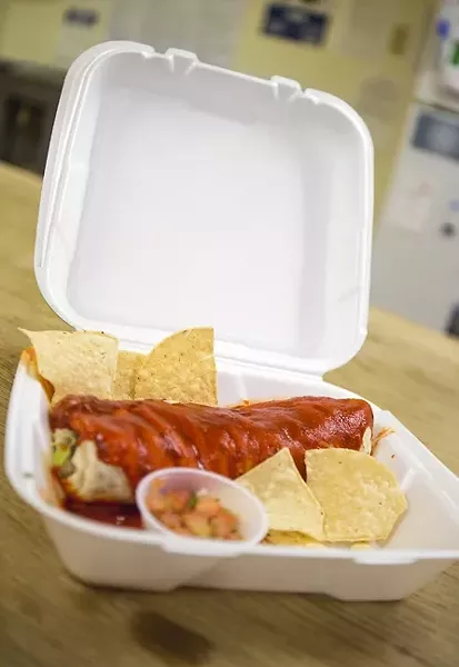 YOU WANT THAT TO GO?: SLO City Council voted to ban expanded polystyrene containers June 2. The ordinance goes into effect in about six months. The ban applies to all food containers. - PHOTO BY KAORI FUNAHASHI