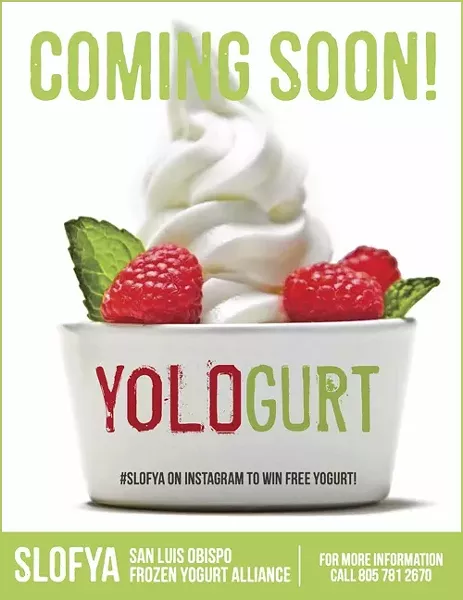 SOCIAL COMMENTARY: Is SLO’s downtown overrun by frozen yogurt shops? One entity thinks so and posted signs on empty storefront windows as a way to vent that frustration. - IMAGE COURTESY OF THE SAN LUIS OBISPO FROZEN YOGURT ALLIANCE