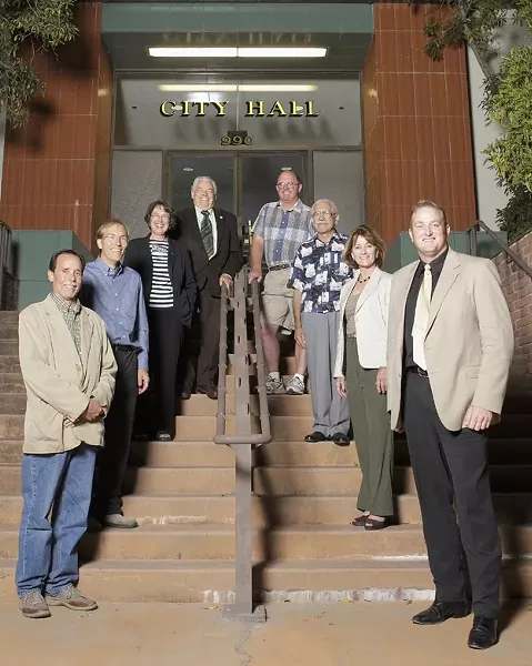 SAN LUIS OBISPO : Two candidates are running for mayor, and six candidates are running for two seats on the City Council. Clockwise from top right: Terry Mohan, Arnold Ruiz, Marcia Nelson, Paul Brown, Dan Carpenter, John Ashbaugh, Jan Marx, Dave Romero - PHOTO BY STEVE E. MILLER