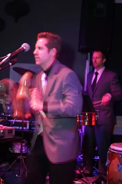 CHA CHA CHA : De La Bahia members Karl Welz and Mike Raynor keep the rhythm going. - PHOTO BY GLEN STARKEY