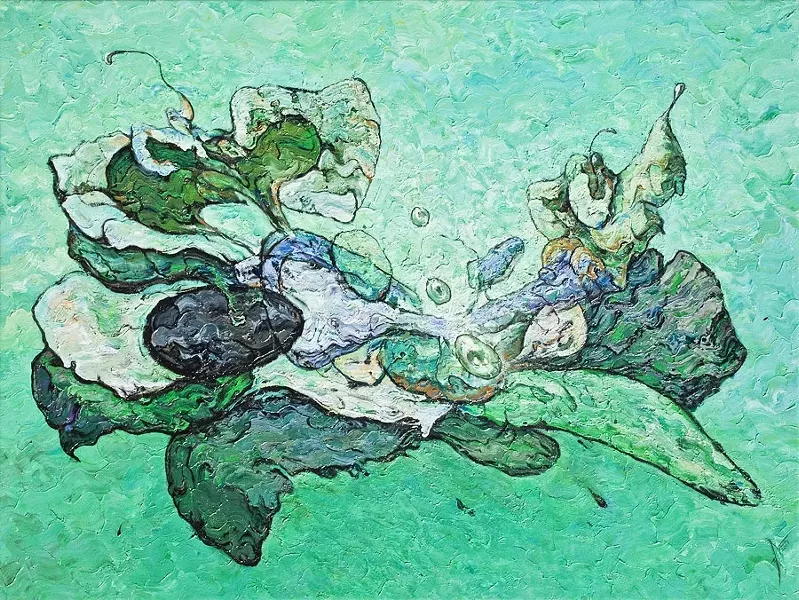 GREEN MACHINE: 'Fluid Meditation' spans the verdant spectrum. - IMAGE COURTESY OF THE STEYNBERG GALLERY