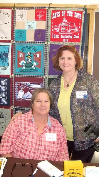 WILD ONES : Jill Gallagher and Cheri Roe of the Santa Margarita Historical Society organized the wildflower festival to share the area’s natural beauty with tourists, bring dollars to town, and raise money for remembering history. - PHOTOS BY NICK POWELL