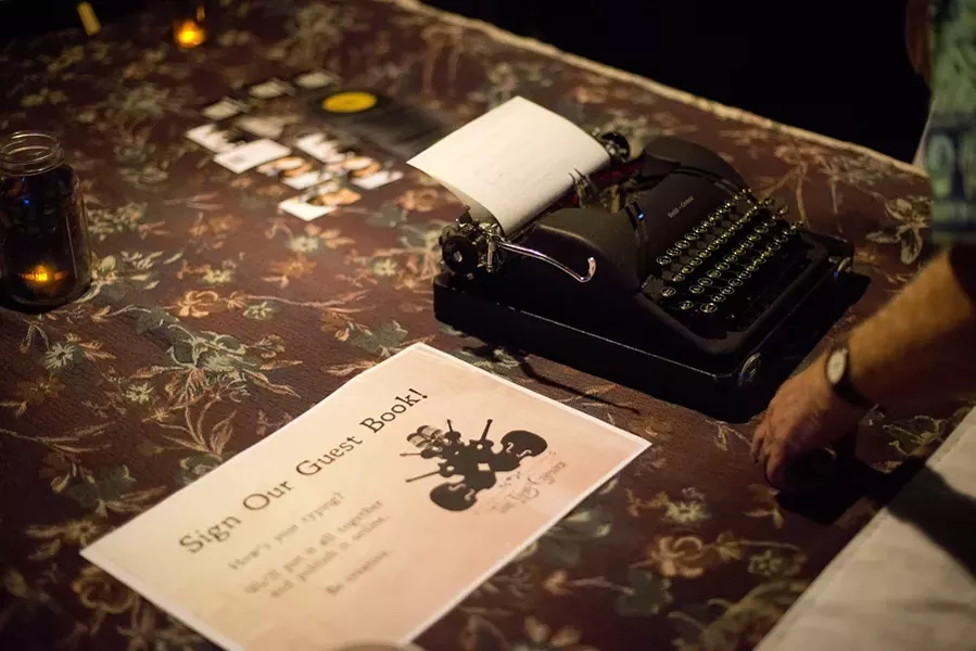 OLD SCHOOL COOL : To add to the milieu, the band used an old typewriter and parchment paper for people to “sign” their guestbook and make comments. - PHOTO BY STEVE E. MILLER