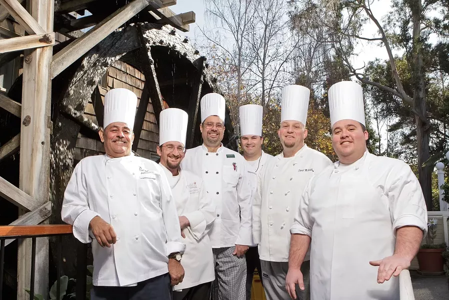 MAGICIANS : Sample the genius of these great chefs, at bargain prices: from left to right, Jose Garcia (Cliffs); Anthony Reeves (Inn at Morro Bay); Stephen Walls (Apple Farm); Gregg Wangard (Cliffs); David McWilliam (Gardens at Avila); Trevor Lynch (SeaVenture). - PHOTO BY STEVE E. MILLER