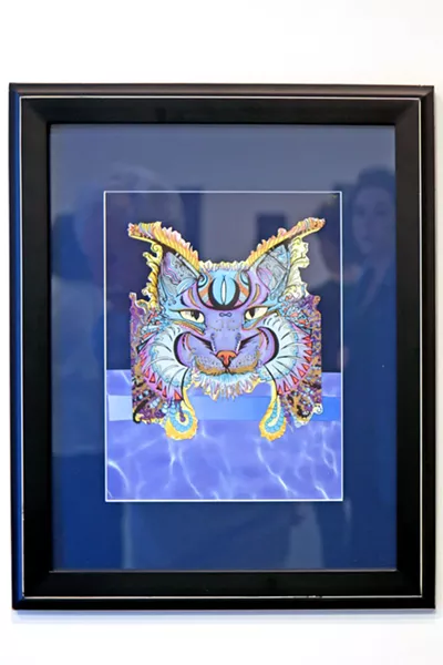 COLOR ME SURPRISED: Jamaica Hines uses ink markers in her detailed piece 'Linx' to create a magical creature. - PHOTO BY DYLAN HONEA-BAUMANN