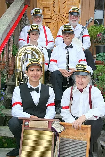 MORE COWBELL ... AND WASHBOARD!: The Crustacea Jazz Band brings their upbeat early jazz sounds to the SLO Farmers’ Market on March 17. - PHOTO COURTESY OF THE CRUSTACEA JAZZ BAND