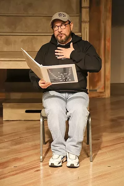I CAN ONLY BE ME: Leo Cortez rehearses for his role of Charlotte von Mahlsdorf, an early transgender pioneer during the Nazi and Communist regimes in Germany, in the one man show 'I Am My Own Wife.' - PHOTO BY DYLAN HONEA-BAUMANN