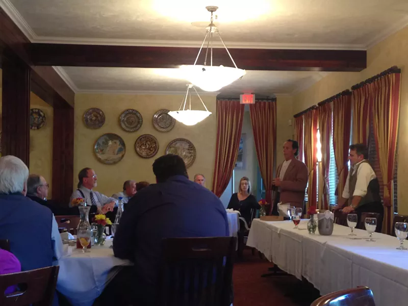 UNCONSTITUTIONAL?: SLO City Councilmember Dan Carpenter and SLO-based attorney Saro Rizzo speak at a SLO Property and Business Owners Association (SLOPBOA) luncheon about a lawsuit levied against the city over the Rental Inspection Program. - PHOTO BY PETER JOHNSON