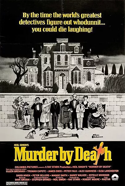 MADCAP MURDER MYSTERY: A stellar cast plays parodies of literature’s great detectives in 1976’s Murder by Death. Sadly, much of its humor is off-color, offensive, and falls flat in a modern context. - PHOTO COURTESY OF COLUMBIA PICTURES